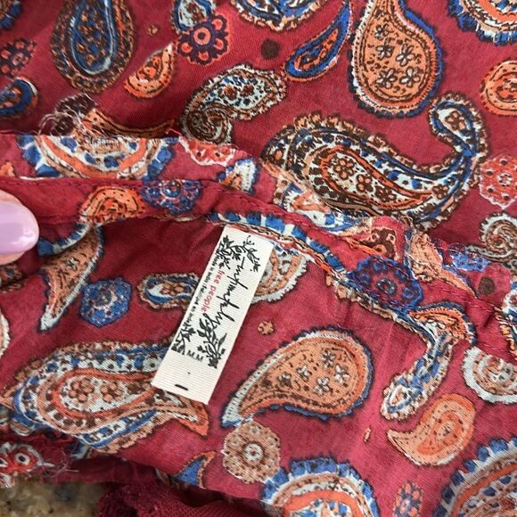 Free People Sundown Rust Red Paisley Print Off-the-Shoulder Bodysuit Size M - Picture 8 of 12
